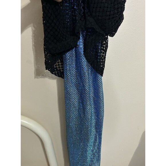 Vintage Y2K Rampage Black Fishnet Fitted Whimsigoth Mermaid Layered Slip Dress - Picture 9 of 15